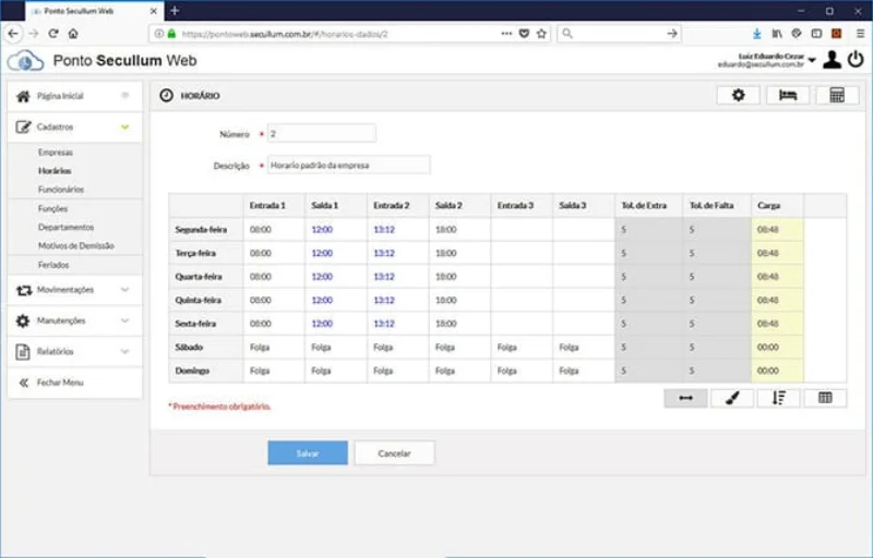 Controle de ponto eletrônico online