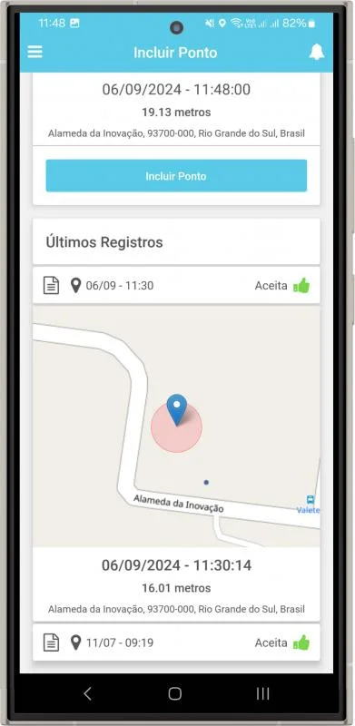 Registro de ponto para trabalho externo